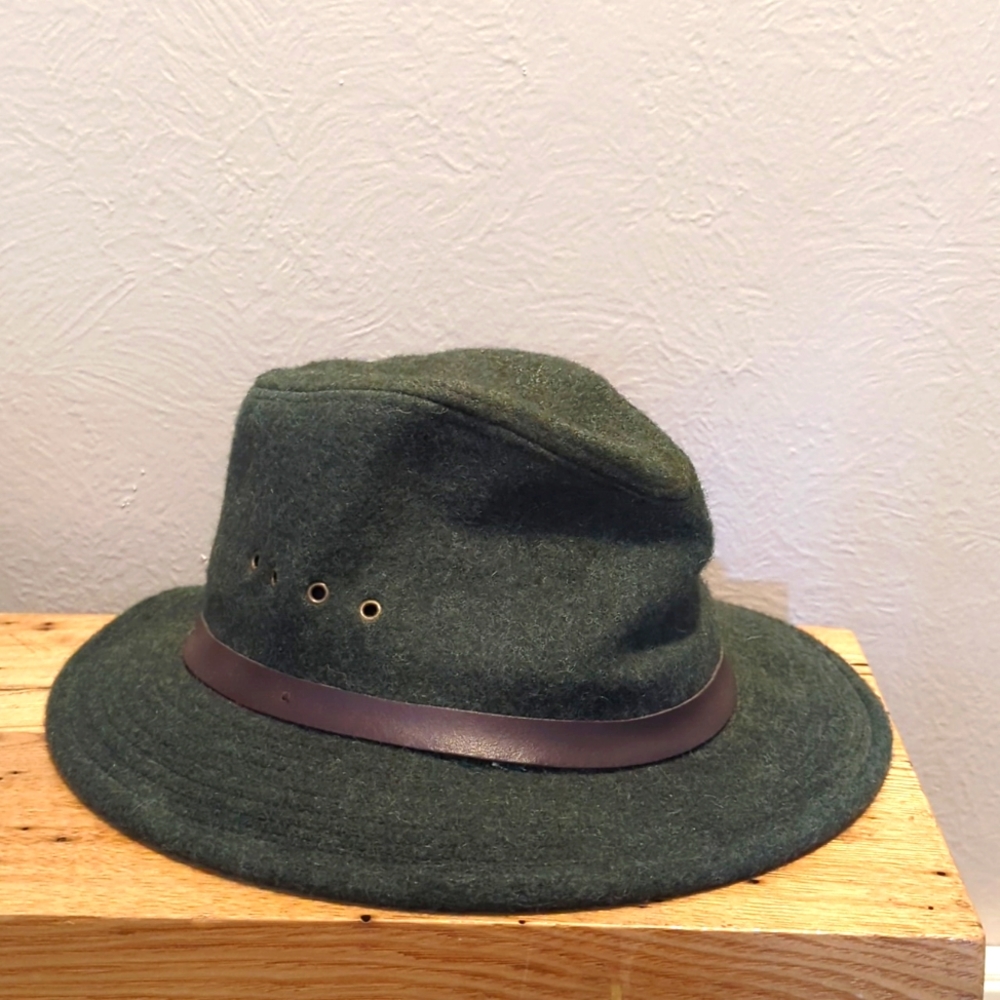 CC Filson Co. Made in Seattle 100% Virgin Wool Green Packer Fedora Hat Size M